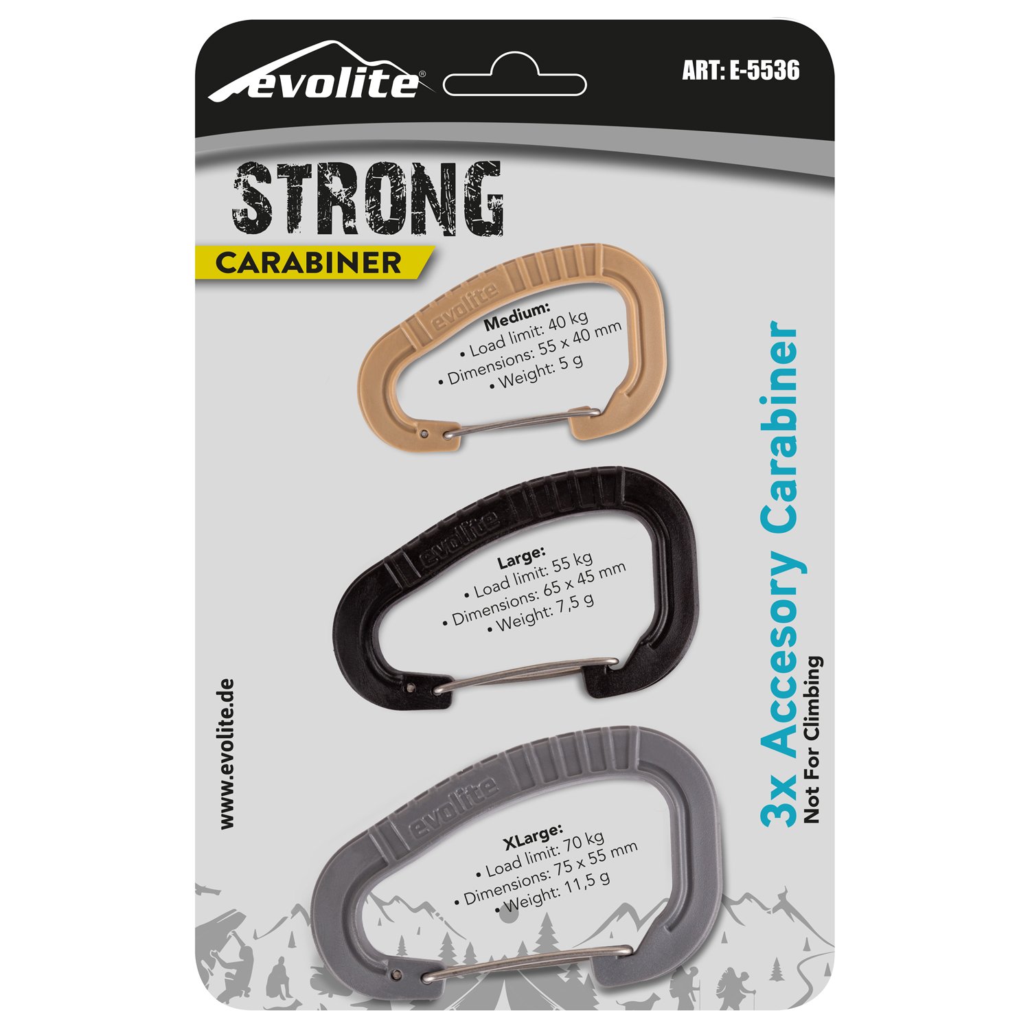 Evolite Strong 3'lü Karabina Seti - Gri/Siyah/Bej - Görsel 8